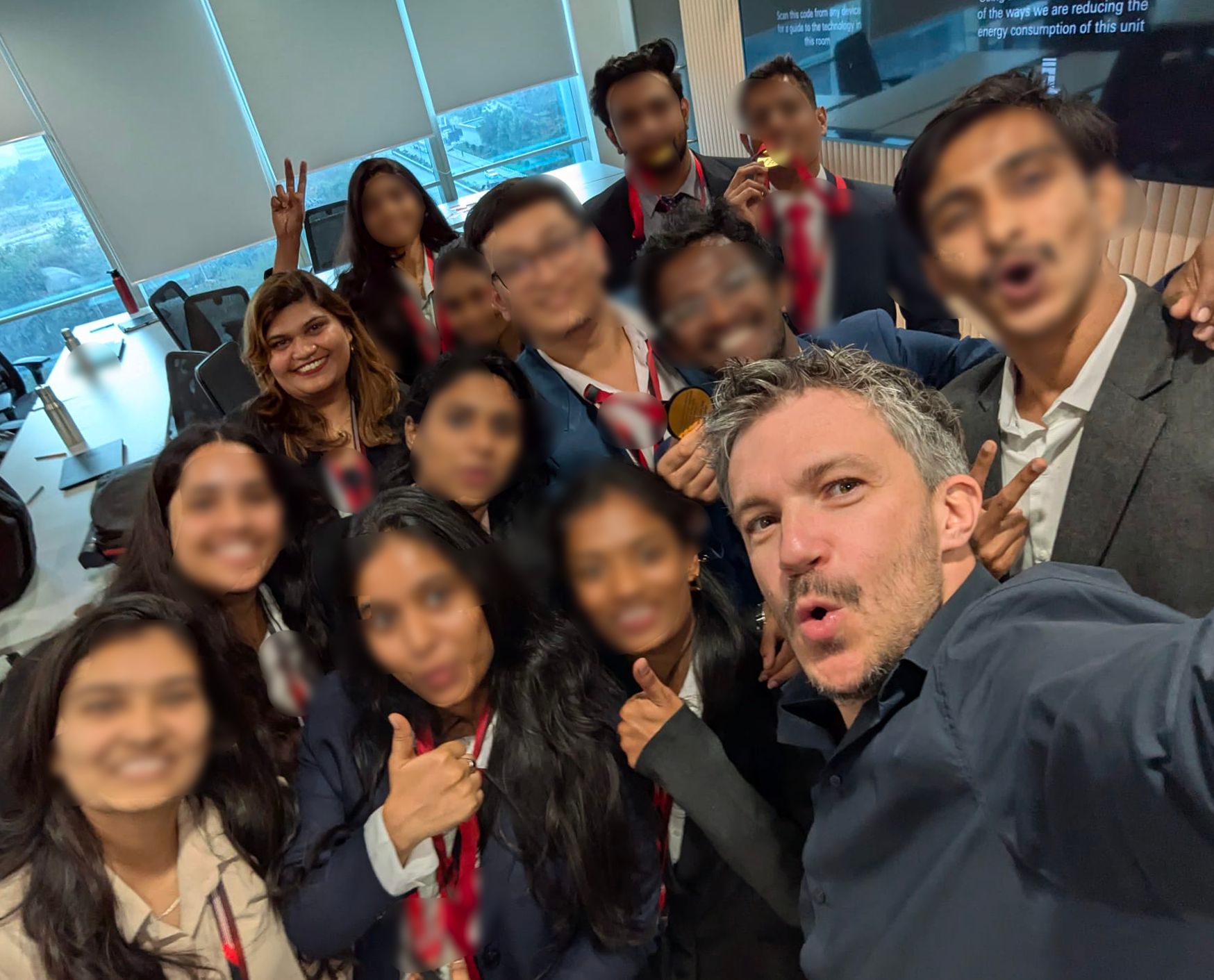 Thomas Lhomme with training participants in India