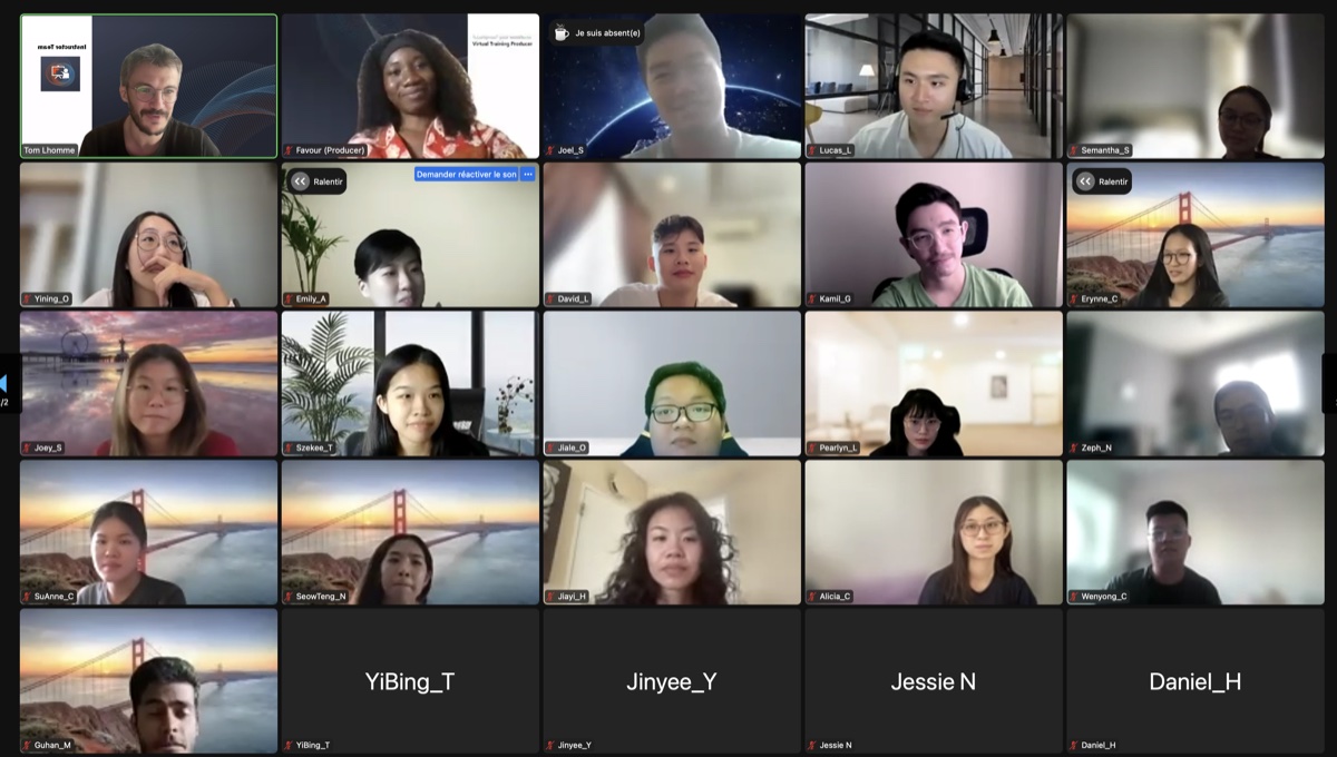 Remote training session with international participants via video call